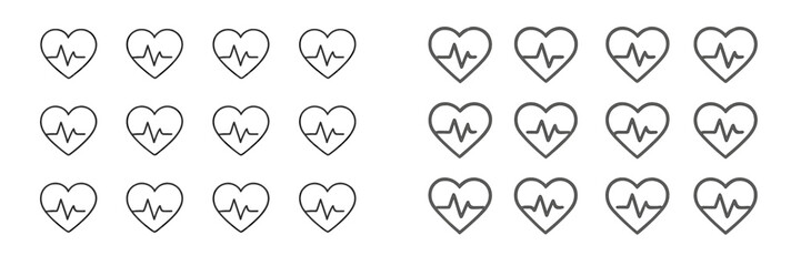 Poster - Repeating heart shapes with heartbeat patterns illustrating health and wellness concept