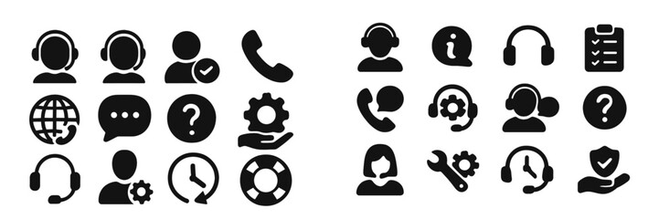 Fototapete - Support service icons representing communication tools, customer assistance, and troubleshooting concepts used in modern business environments