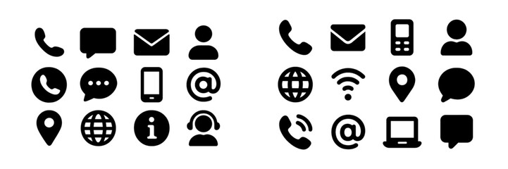Fototapete - Collection of communication icons showcasing modern digital interactions and traditional contact methods