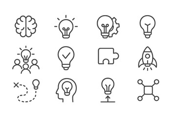 Aufkleber - Innovative design concepts featuring a collection of light bulb icons symbolizing creativity and problem-solving techniques