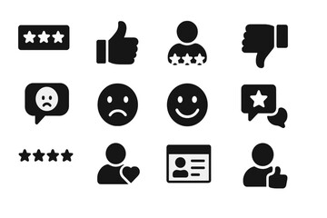 Aufkleber - Icons representing feedback and ratings in a minimalist design suitable for digital interfaces
