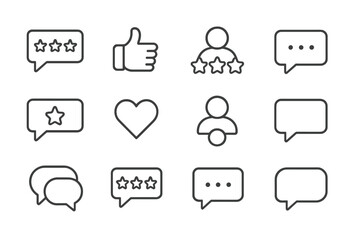 Fototapete - Icons representing user feedback and engagement in a digital platform for reviews and comments
