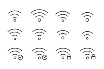 Fototapete - Various wireless signal icons representing different connectivity statuses in a modern design format