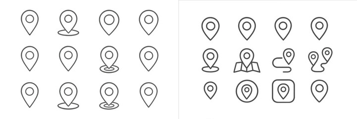 Fototapete - Collection of various location markers in a simple and minimalistic style suitable for digital maps and navigation applications