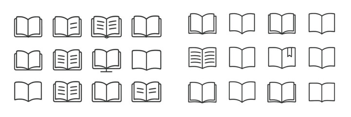 Aufkleber - Various open book illustrations showcasing different styles and layouts suitable for educational or creative projects