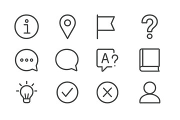 Poster - Collection of simple icons representing various concepts for user interface design and navigation tools in modern applications