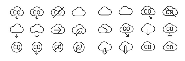 Aufkleber - Different cloud icons representing various statuses related to carbon dioxide emissions reduction