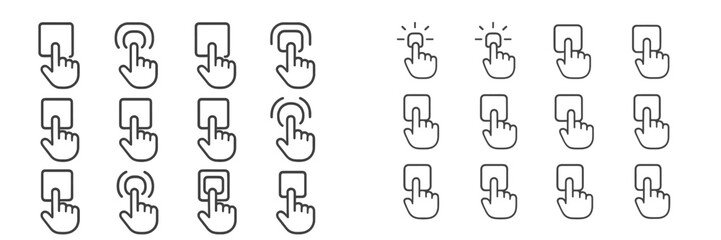 Aufkleber - Diverse hand icons illustrating touch gestures on devices in a minimalistic style showcasing interactivity