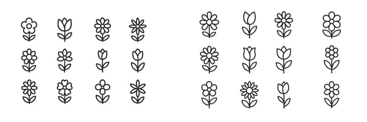 Aufkleber - Floral doodles in a variety of styles showcase artistic creativity and charm in a simple design