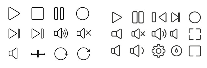Fototapete - Various multimedia control symbols displayed in a clear layout suitable for digital interfaces or applications