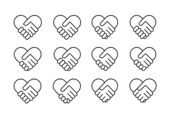 Aufkleber - Heart shapes with hand gestures representing unity and collaboration in a simple design