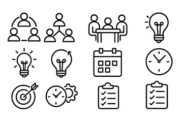 Fototapete - Visual representation of brainstorming concepts, teamwork, and time management in a collaborative environment