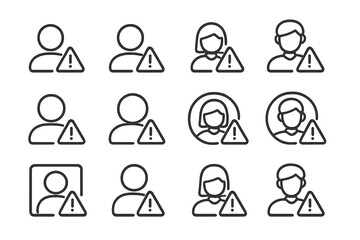 Aufkleber - Warning icons representing user alerts in digital communication and social media contexts