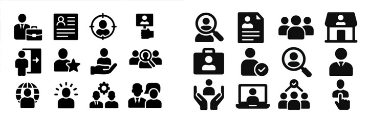 Aufkleber - Icons representing business concepts, teamwork, and professional development in a modern graphical style