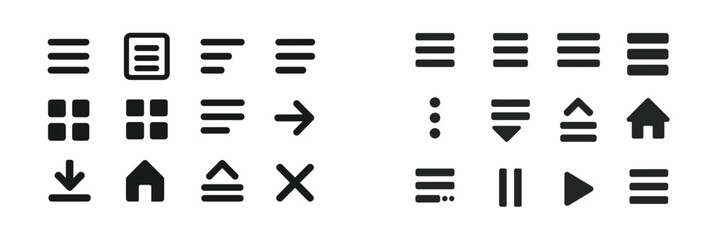 Aufkleber - Icons representing navigation and user interface design elements displayed on a neutral background for digital application use