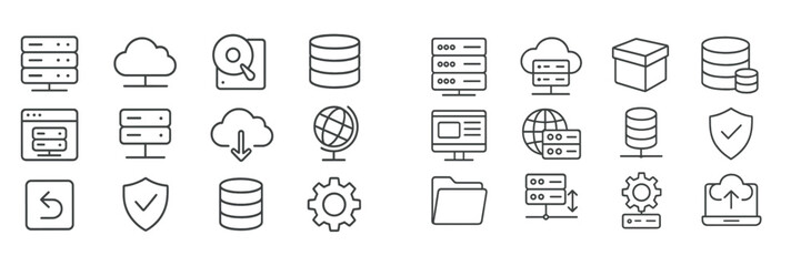 Fototapete - Digital icons representing cloud storage, data management, and security concepts in a modern layout
