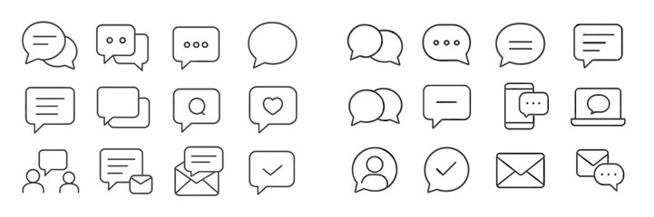 Aufkleber - Collection of various communication icons displayed in a minimalist style emphasizing different message types and formats