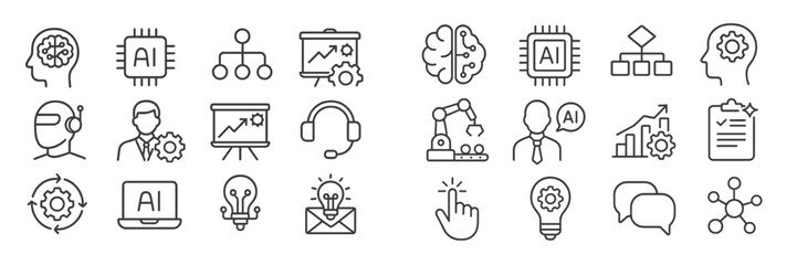Aufkleber - Variety of AI and technology icons representing concepts of innovation, data analysis, and automation in a modern digital environment