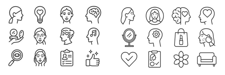 Fototapete - Creative icons illustrating human emotions, thoughts, and activities suitable for various digital and educational contexts