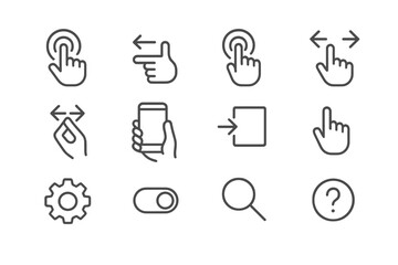 Aufkleber - Collection of hand gesture icons for user interface design and interaction instructions