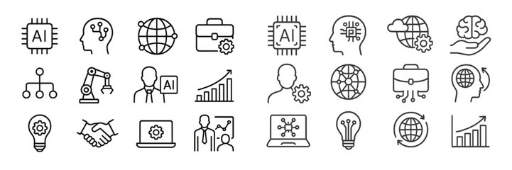 Aufkleber - Exploring artificial intelligence concepts through various icons and symbols representing technology, data, and collaboration