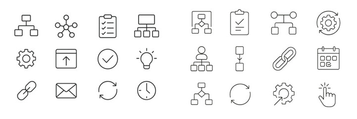 Aufkleber - Icons representing various concepts of organization, tasks, and communication in a digital workspace setting