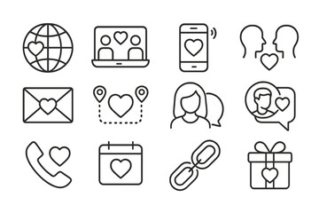 Aufkleber - Exploring digital love symbols through various communication methods and connections