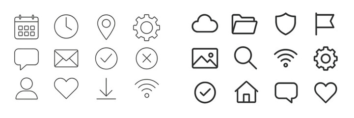 Aufkleber - Collection of outlined icons representing various concepts in a clean, modern style suitable for digital design projects