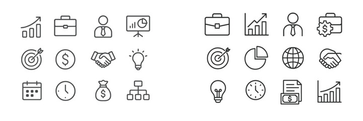Poster - Business concepts represented through minimalist icons emphasizing growth, strategy, and collaboration in a professional setting