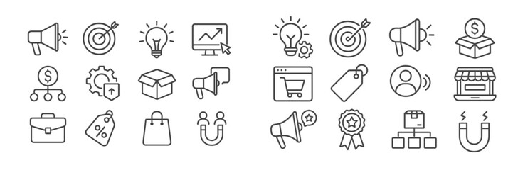 Aufkleber - Business icons collection illustrating marketing, sales, and analytics concepts for various applications and designs