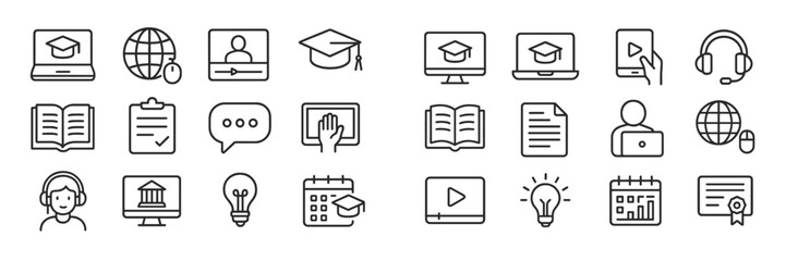 Poster - Digital learning icons representing online education, tutorials, and student resources in a modern format