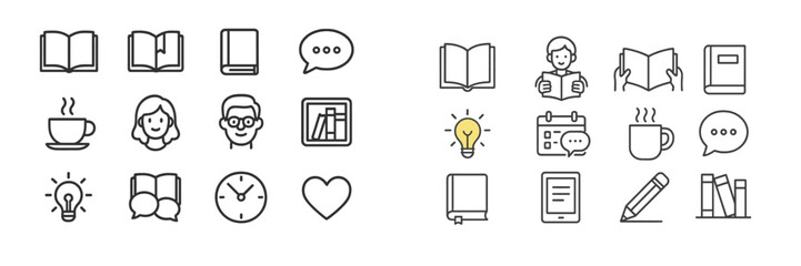 Aufkleber - Various icons representing reading, learning, and engagement activities in a modern educational environment