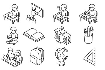 Aufkleber - Educational activities and classroom scenes showcasing various aspects of learning and student engagement