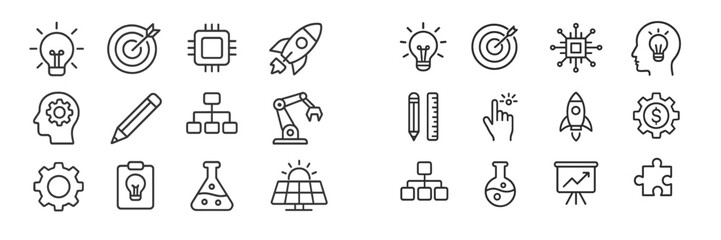 Poster - Various icons representing innovation, technology, and creativity in a digital design layout