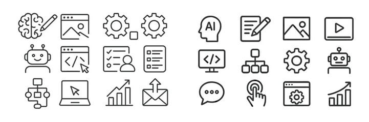 Aufkleber - Icons representing artificial intelligence and technology concepts for digital innovation and creativity in modern design