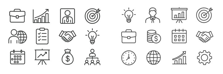 Aufkleber - Business icons representing growth, strategy, and teamwork for professional development and planning