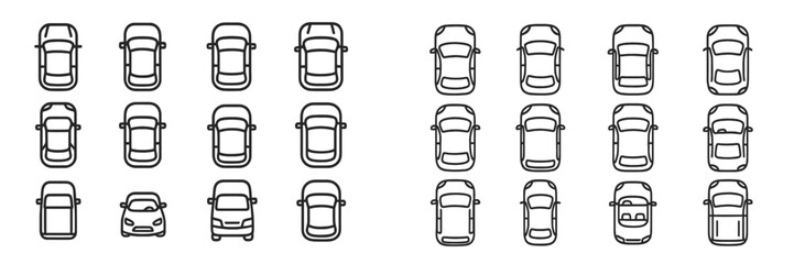 Aufkleber - Multiple car designs displayed in a grid pattern showcasing various angles and styles suitable for design reference