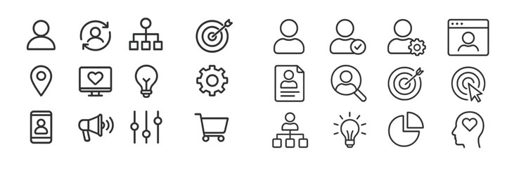 Leinwandbilder - Icons representing various business concepts and digital activities in a minimalist design ideal for modern applications and presentations