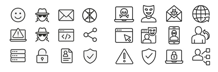 Aufkleber - Digital security icons depicting various aspects of online safety and privacy concerns with a modern design
