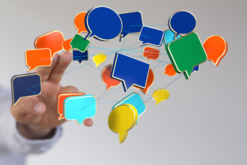 Aufkleber - Illustrative image of interconnected speech bubbles, symbolizing global communication and networking.