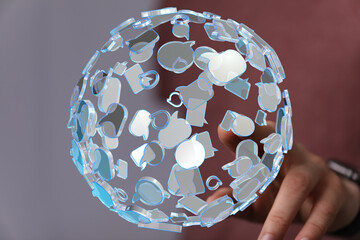 Aufkleber - Abstract image of a sphere made of speech bubbles, representing global communication and networking.