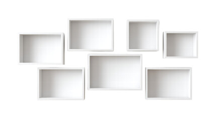 White empty rectangular boxes isolated on transparent background with clean design