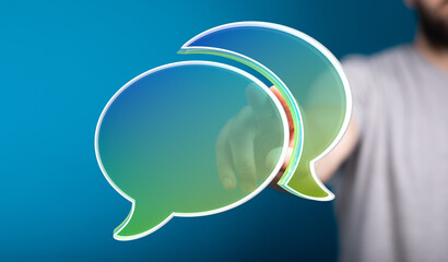 Poster - Abstract image of speech bubbles, representing online communication and digital conversations.