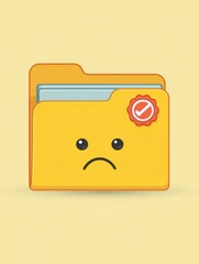 Aufkleber - Folder Icon Displaying a Sad Face and Error Badge, Symbolizing Frustration With File Management Issues