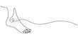 © Line emotion - Continuous one line art drawing of bare foot in simple style and outline vector art illustration, Barefoot human footprint drawn in one continuous editable line. Diagonal track of barefoot footprint.