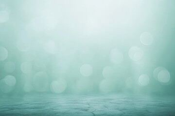 Wall Mural - serene abstract teal green blurred background with light bokeh circles and textured layer effects