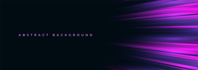 Leinwandbilder - Pink and purple wide modern abstract technology black vector background with glowing high-speed and movement light effect.