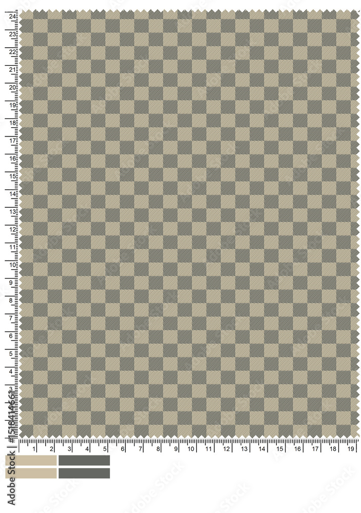 Neutral Toned Checkerboard Textile Sample with Ruler for Measurement ...