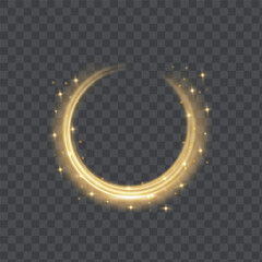 Poster - The effect of abstract golden light circles on a transparent background. Golden frame with place for text.