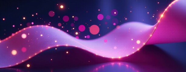 Wall Mural - Purple ribbon with sparkles on it. The ribbon is long and curvy